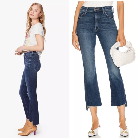MOTHER High Rise Stretch Denim Ankle Crop Step Fray Hem Bootcut Leg Jeans 25 - Picture 7 of 12